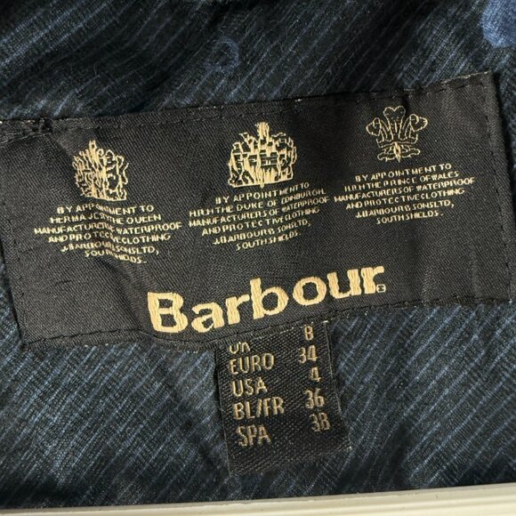 Barbour Retail Beadnell Jacket Waxed Women Full Zip Blue Hooded Size US 4 Adult - Picture 15 of 16